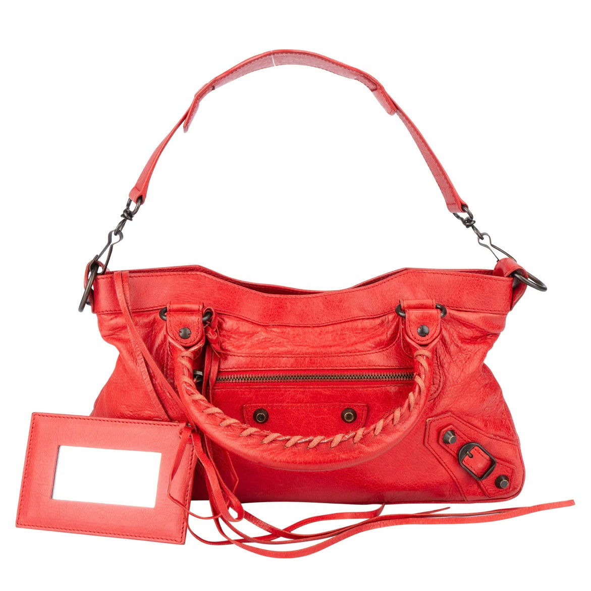 Balenciaga Red Leather First City Handbag