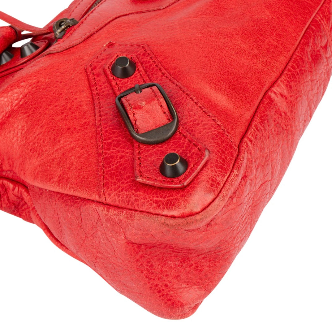 Balenciaga Red Leather First City Handbag