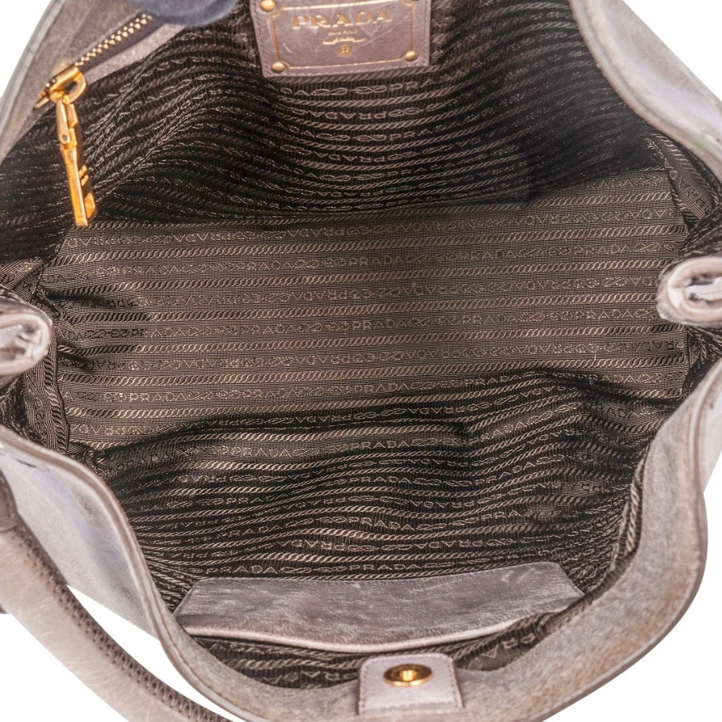 Prada Fumo Leather Vitello Handbag