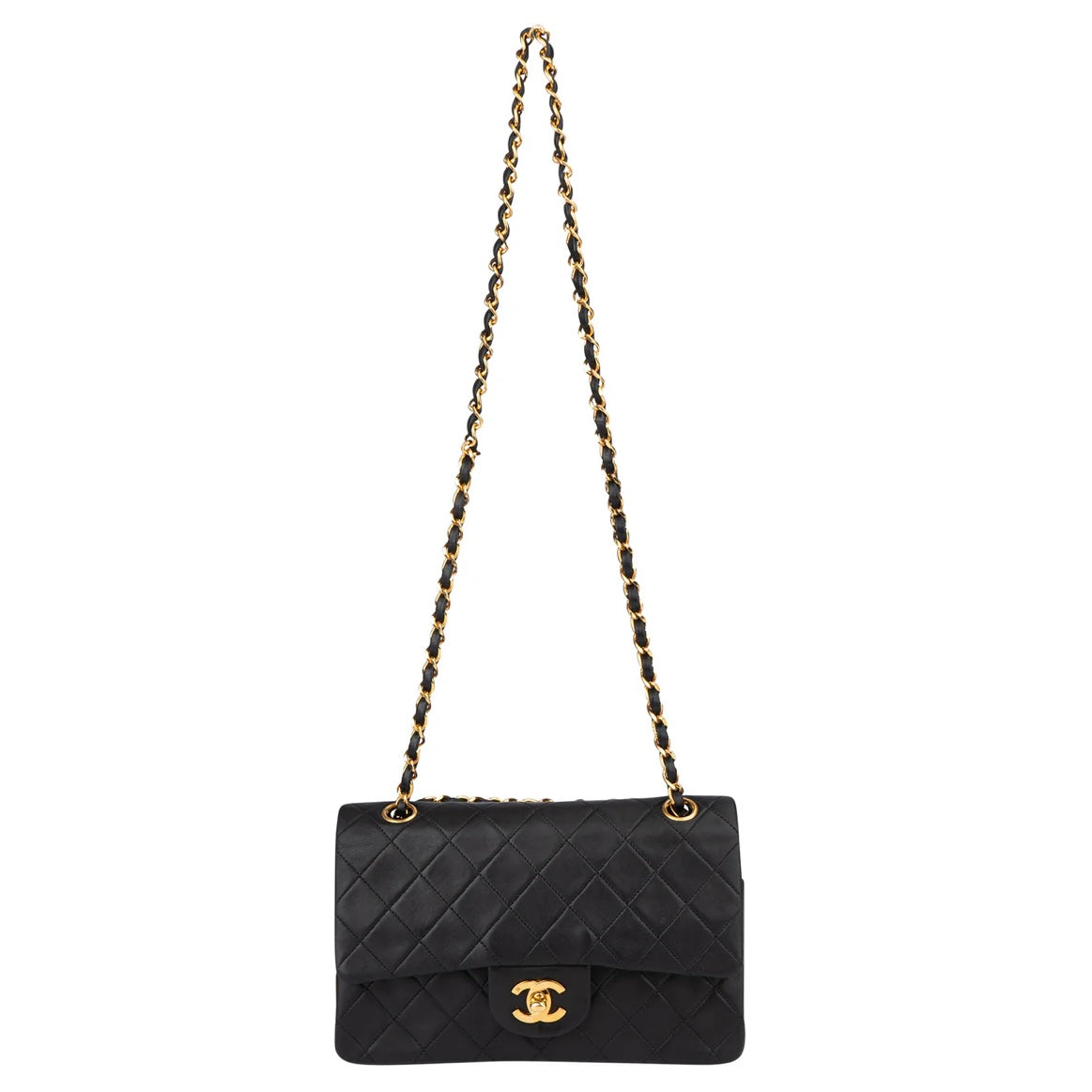 Chanel Quilted Lambskin 24K Gold Medium Double Flap Crossbody Bag