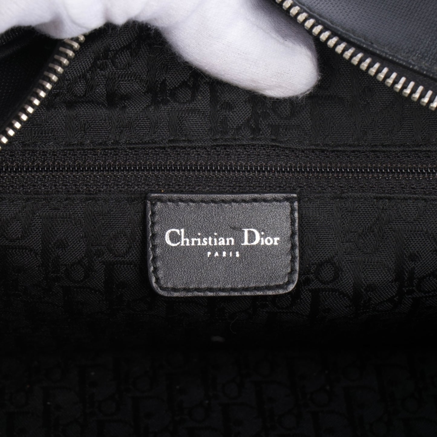 Christian Dior Black Crystal Hook Bowling Bag