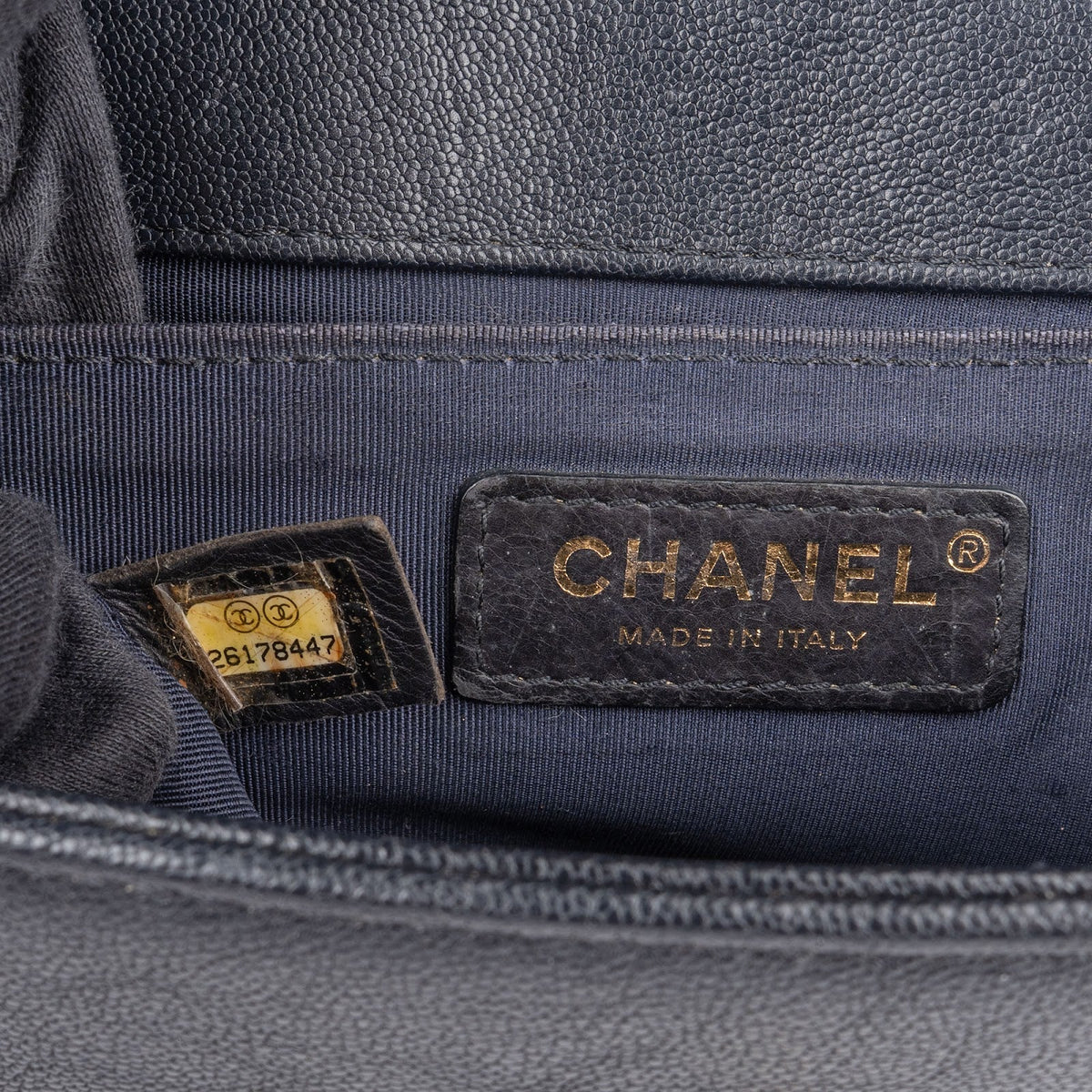 Chanel Quilted Caviar Leather Medium Boy Single Flap Crossbody Bag
