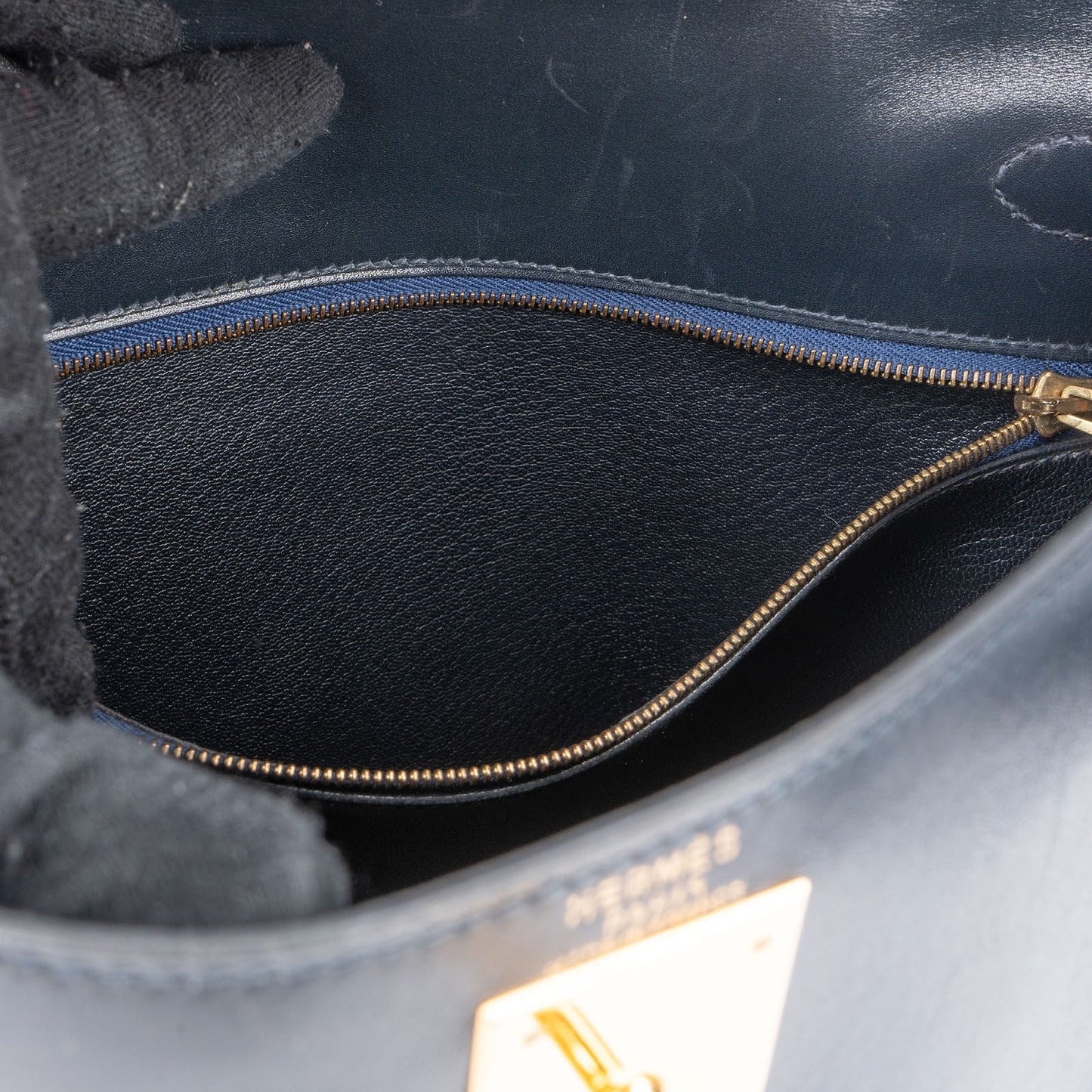 Hermès Blue Boxcalf Leather Kelly 28 Handbag