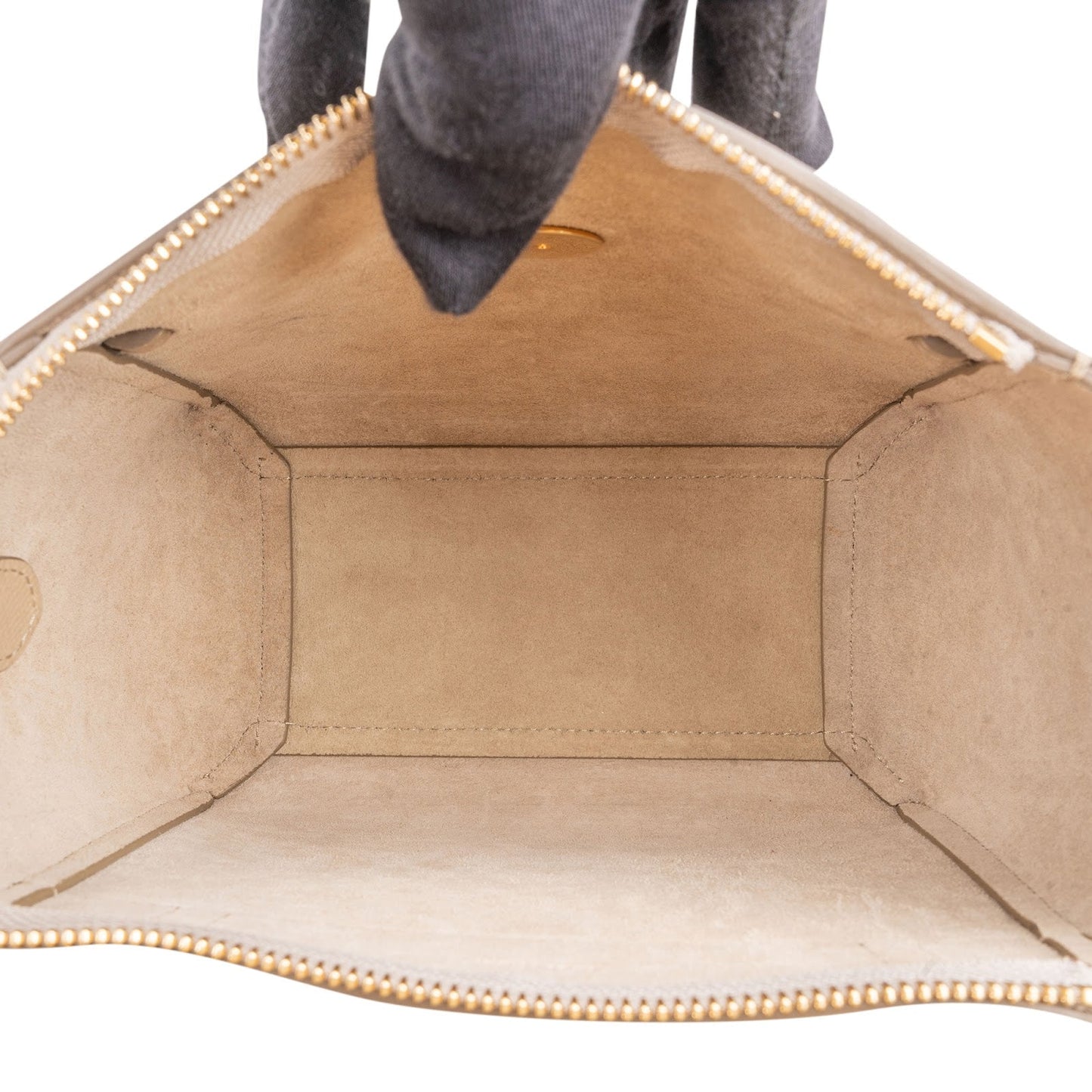 Celine Beige Grained Leather Belt Nano Handbag