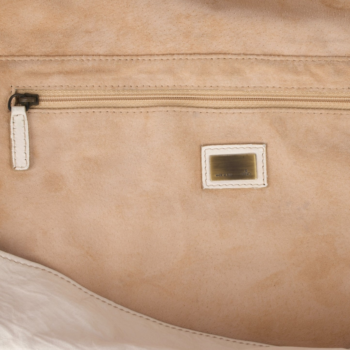 Fendi White Whipstitch Leather Shoulder Bag