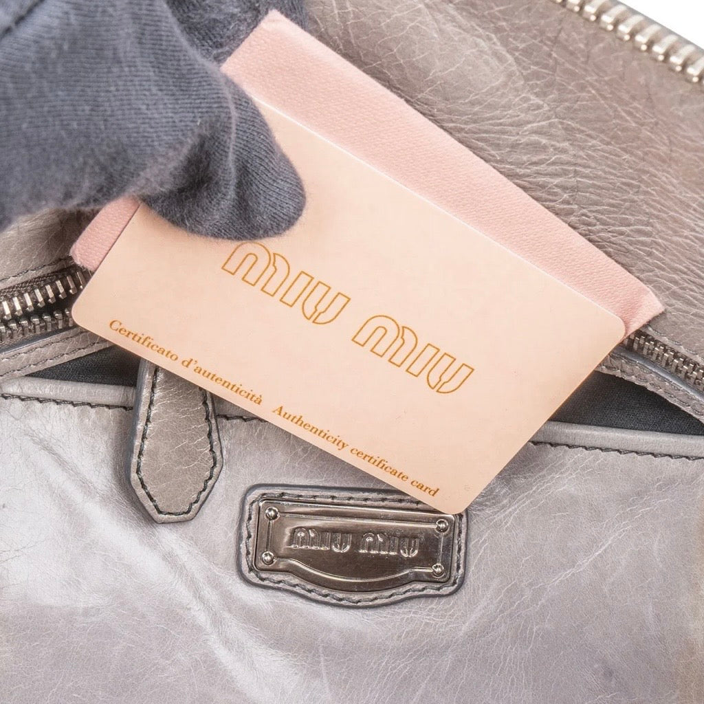 Miu Miu Vitello Lux Leather Bow Handbag