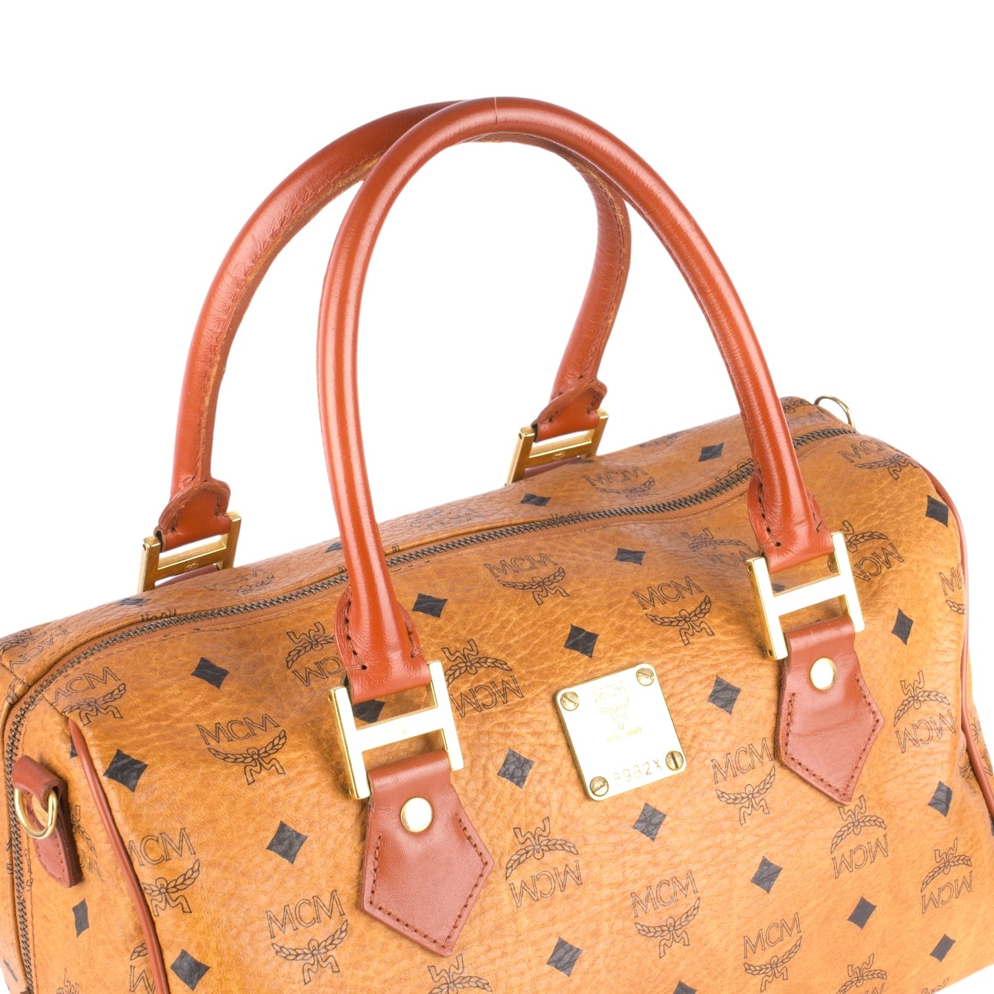 MCM Visetos Monogram Boston Handbag