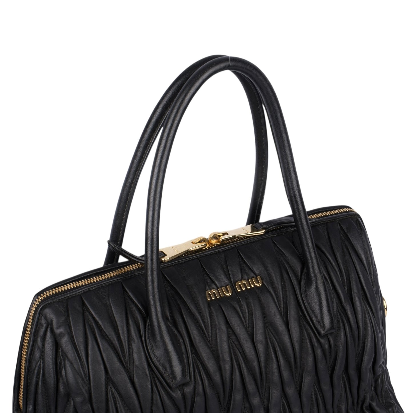 Miu Miu Black Matelasse Leather Tote Bag