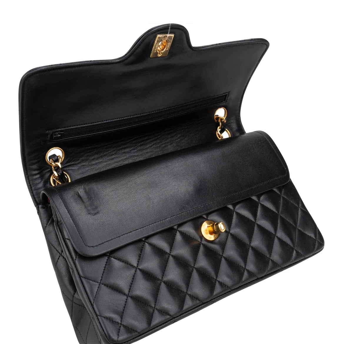 Chanel Quilted Lambskin 24K Gold Medium Double Flap Crossbody Bag