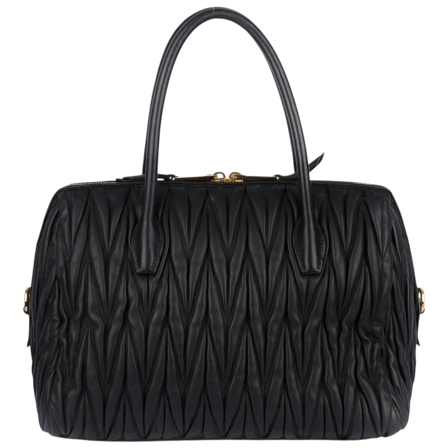 Miu Miu Black Matelasse Leather Tote Bag
