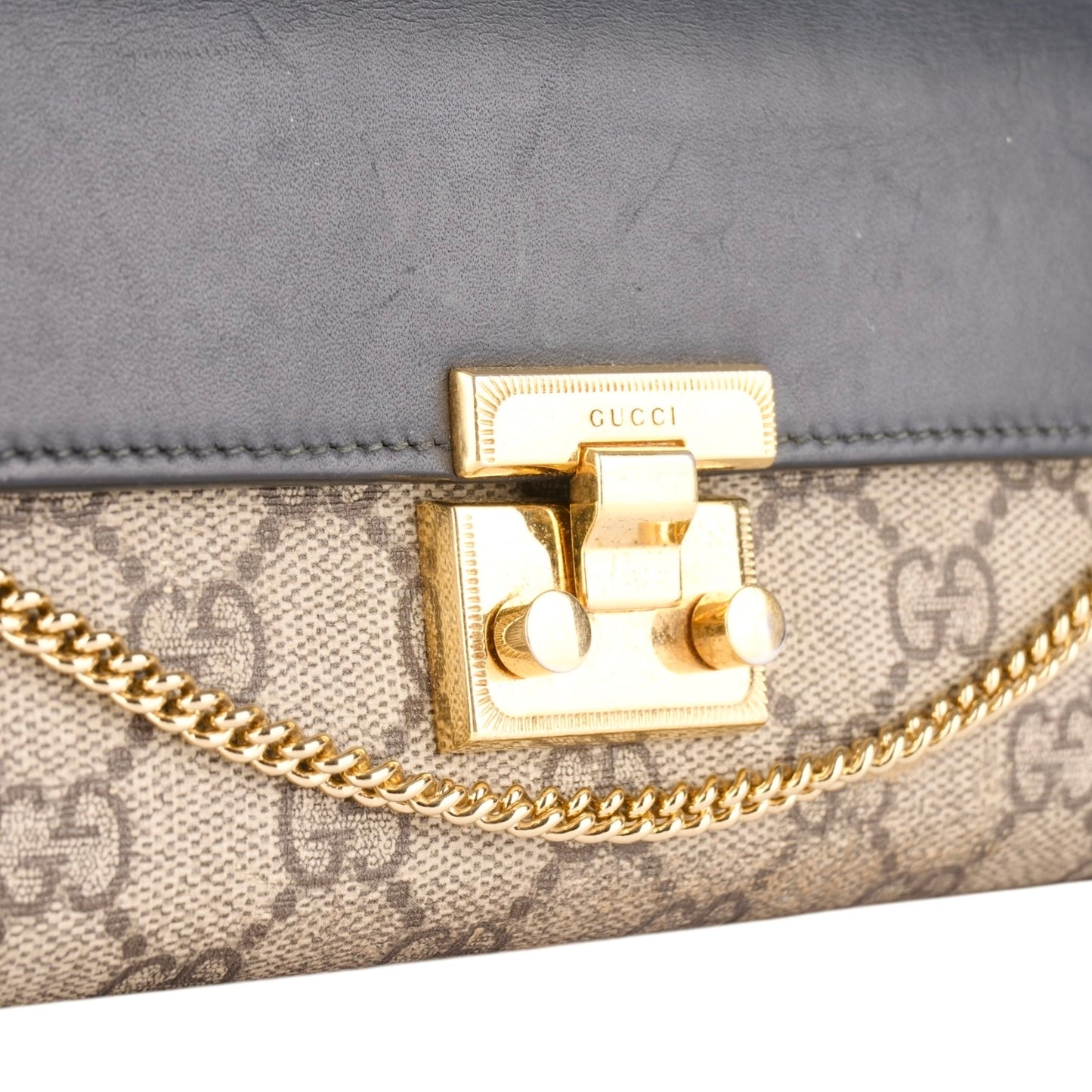 Gucci GG Monogram Padlock Continental Chain Wallet