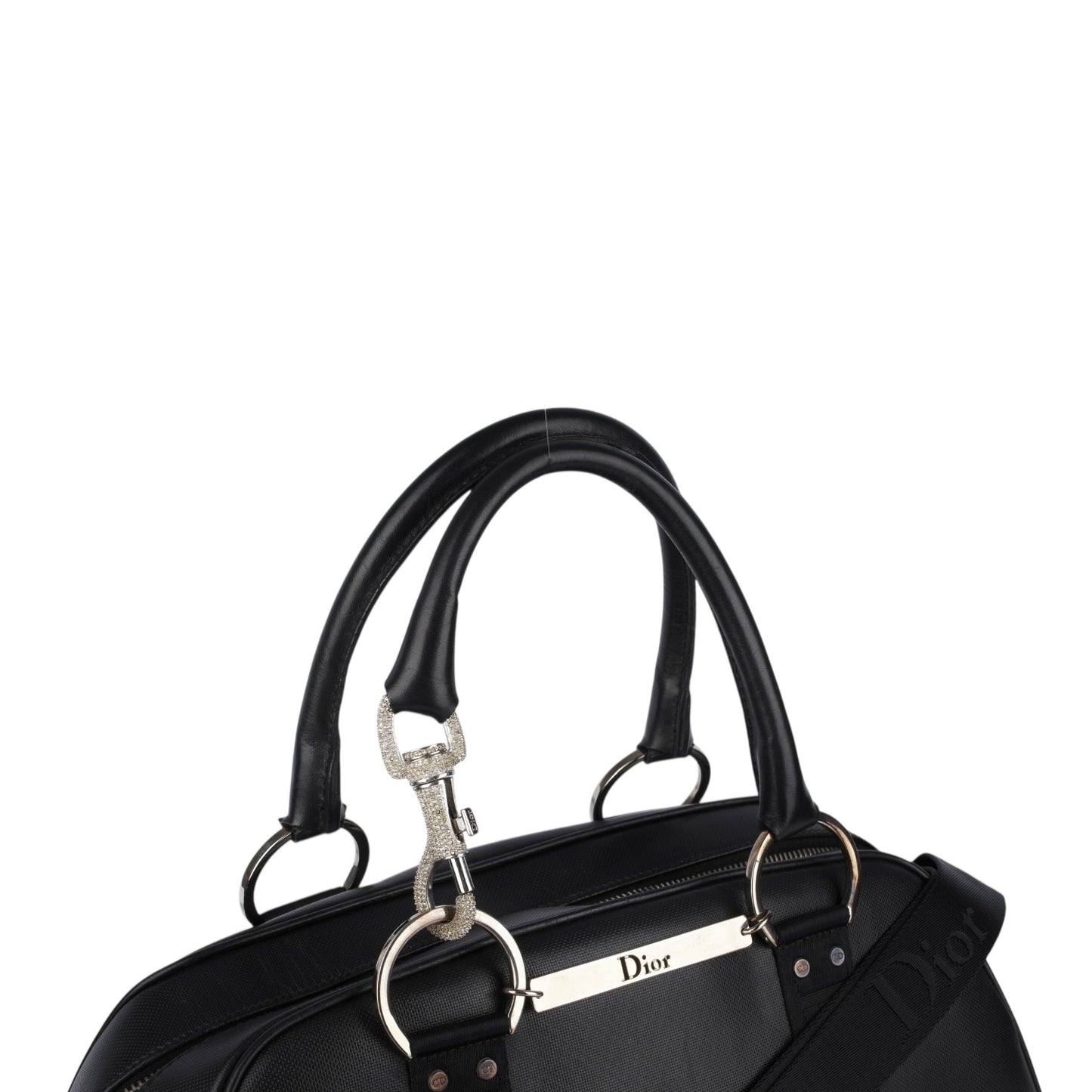 Christian Dior Black Crystal Hook Bowling Bag