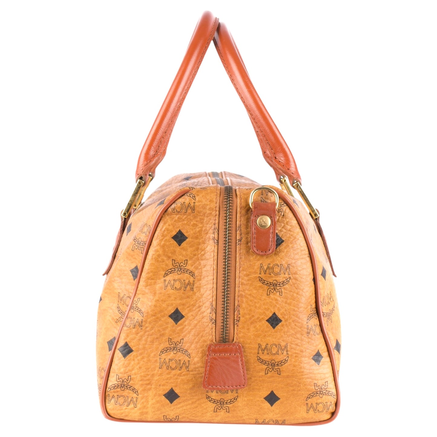 MCM Visetos Monogram Boston Handbag