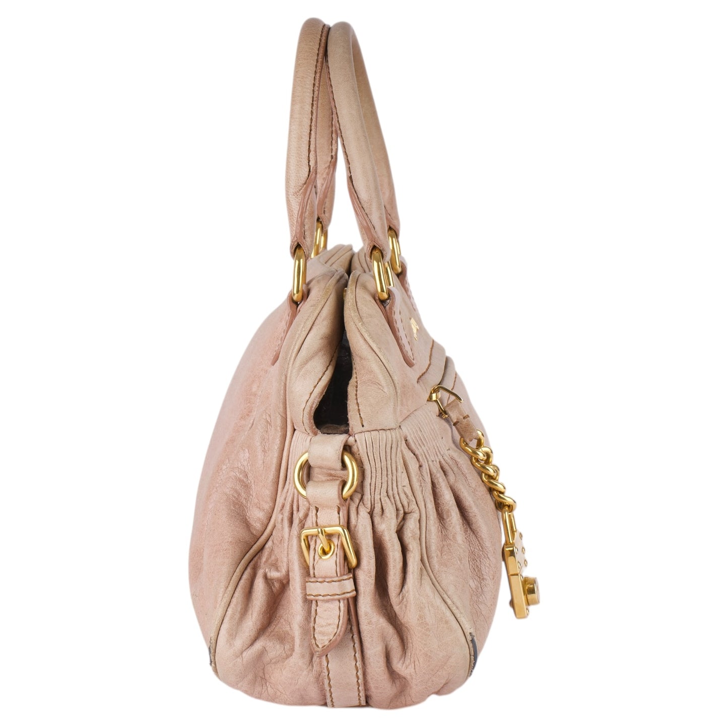 Miu Miu Nero Leather Padlock Handbag