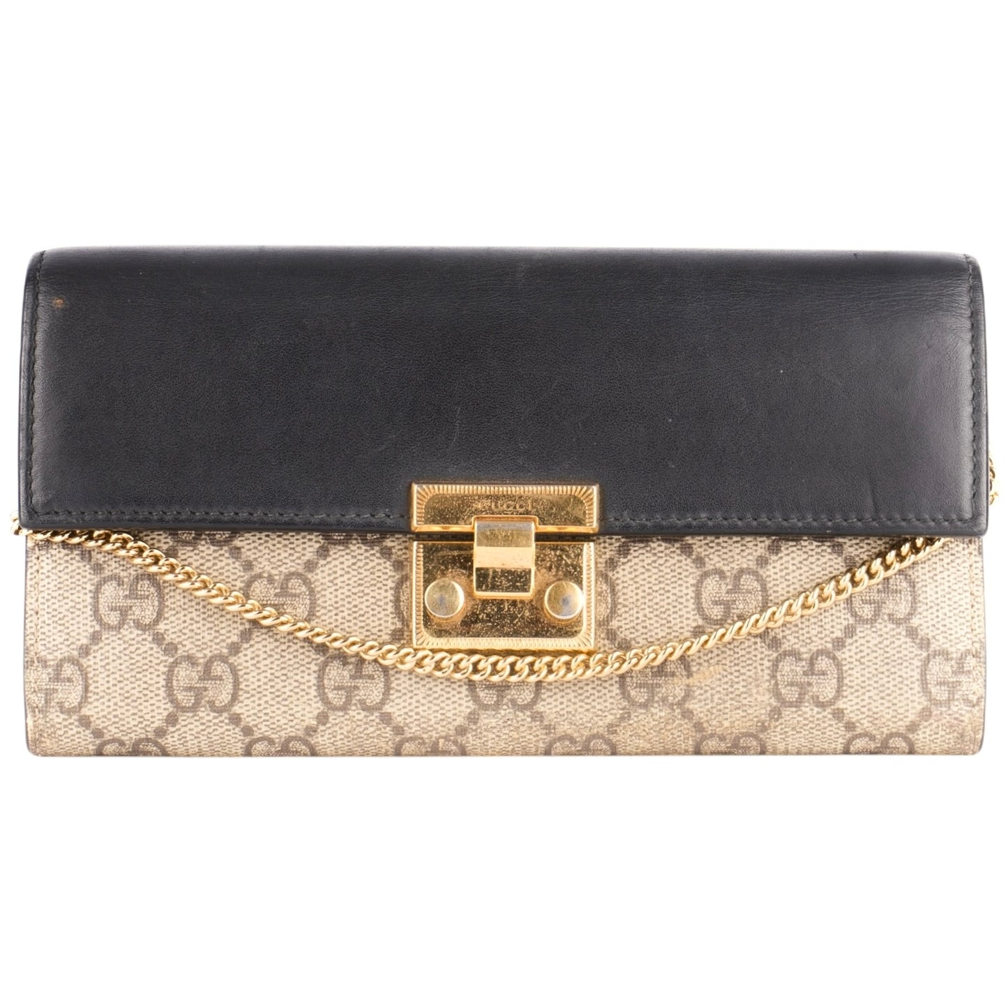 Gucci GG Monogram Padlock Continental Chain Wallet