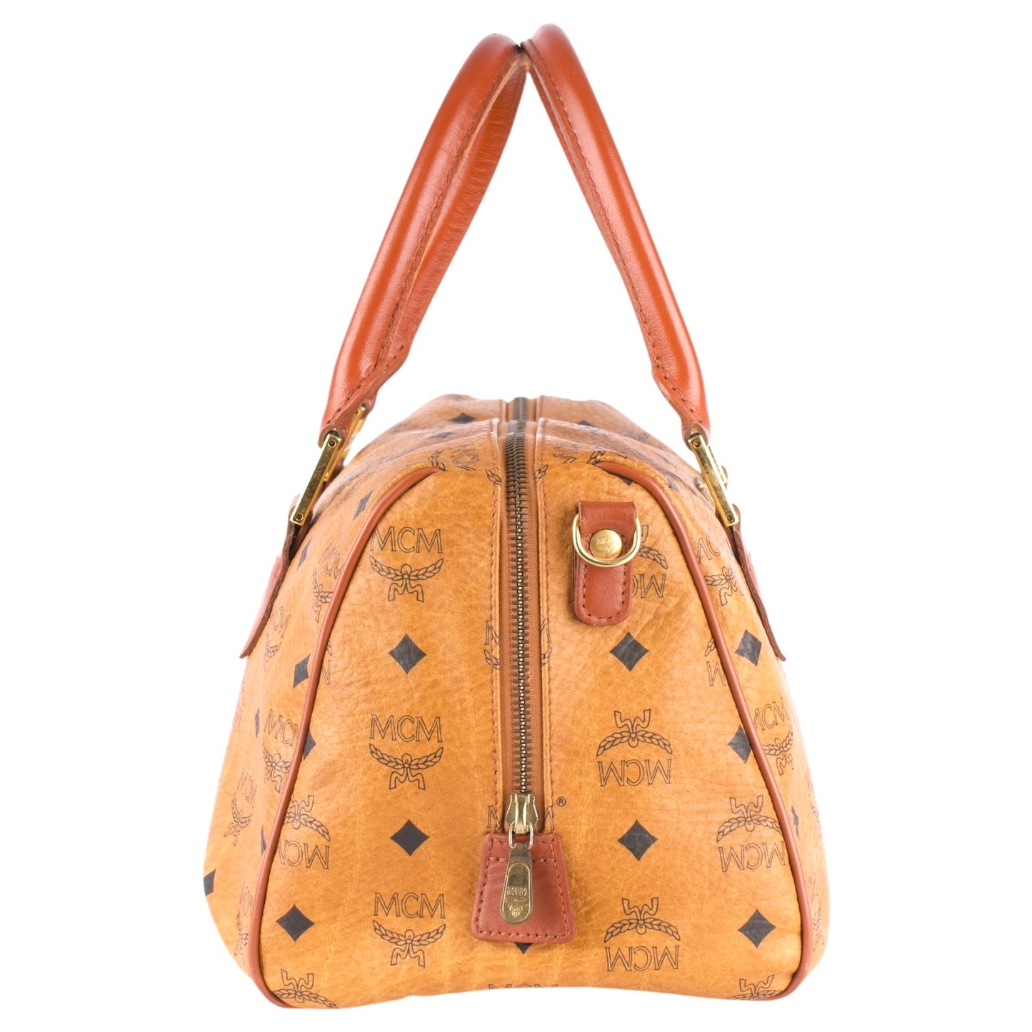 MCM Visetos Monogram Boston Handbag
