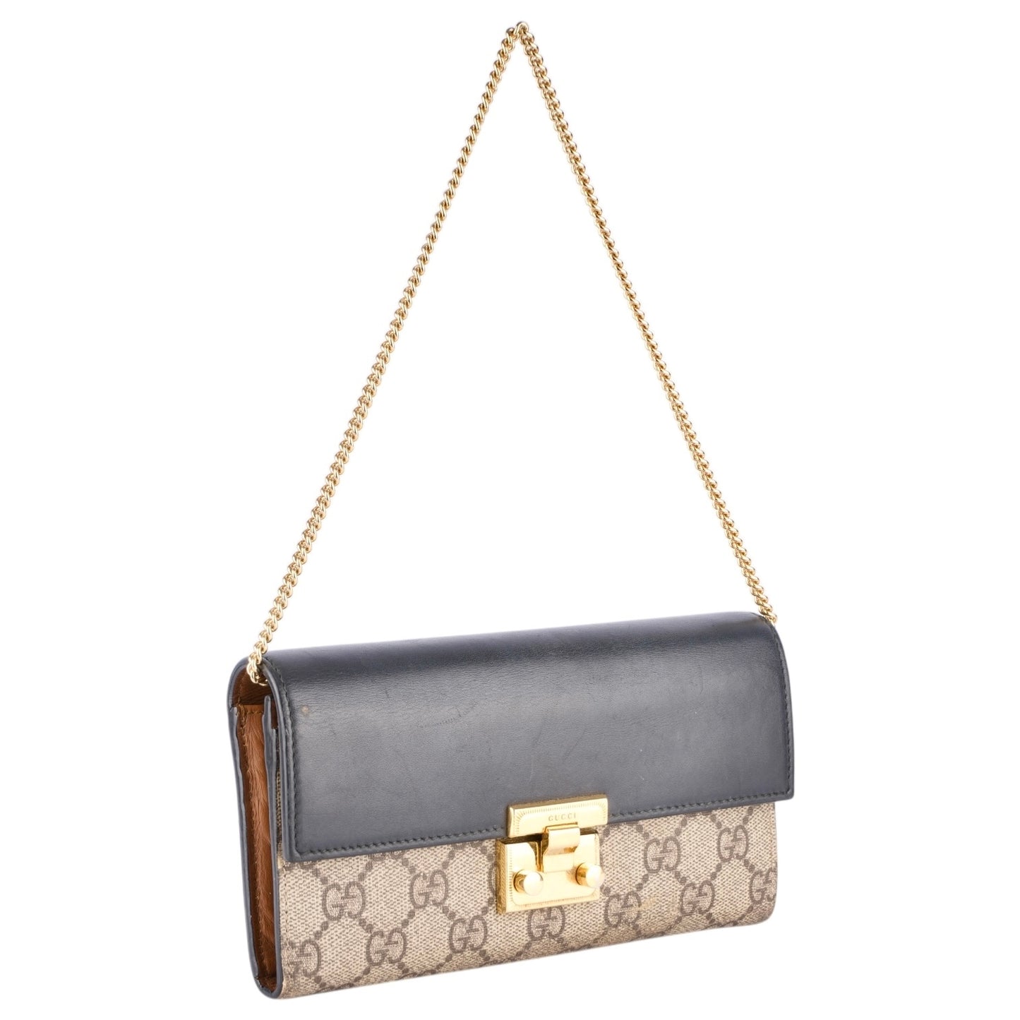 Gucci GG Monogram Padlock Continental Chain Wallet