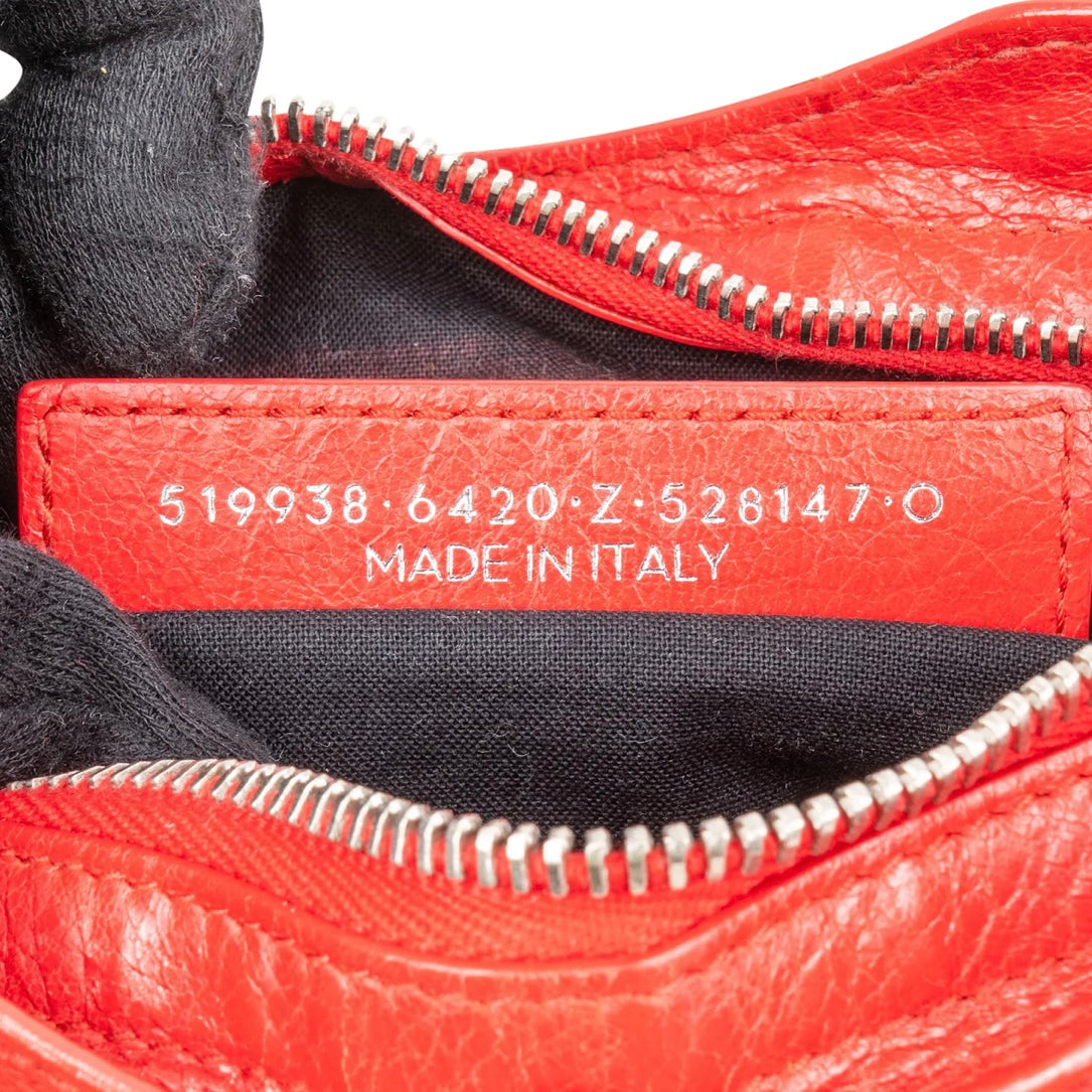 Balenciaga Red Leather Mini City Handbag