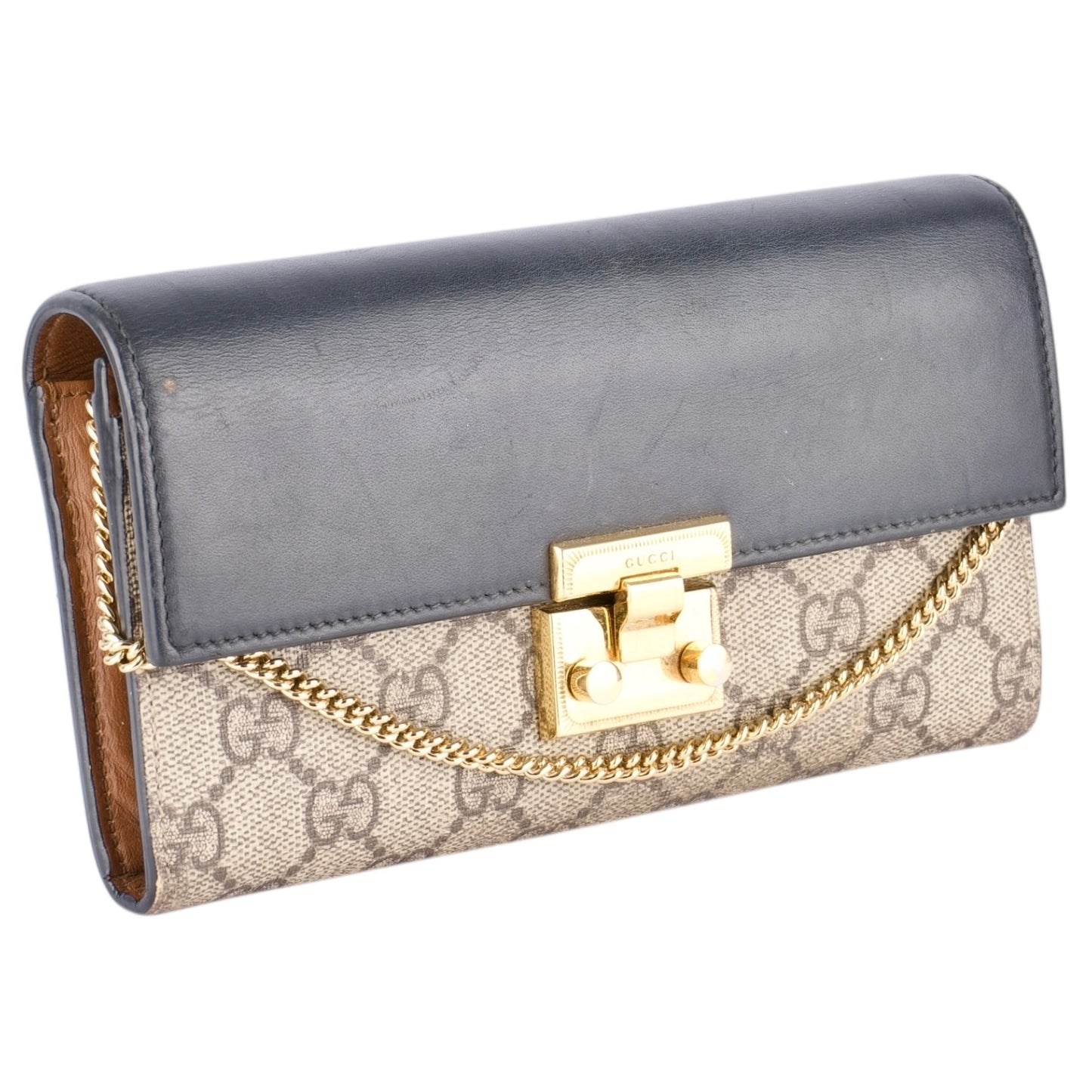 Gucci GG Monogram Padlock Continental Chain Wallet
