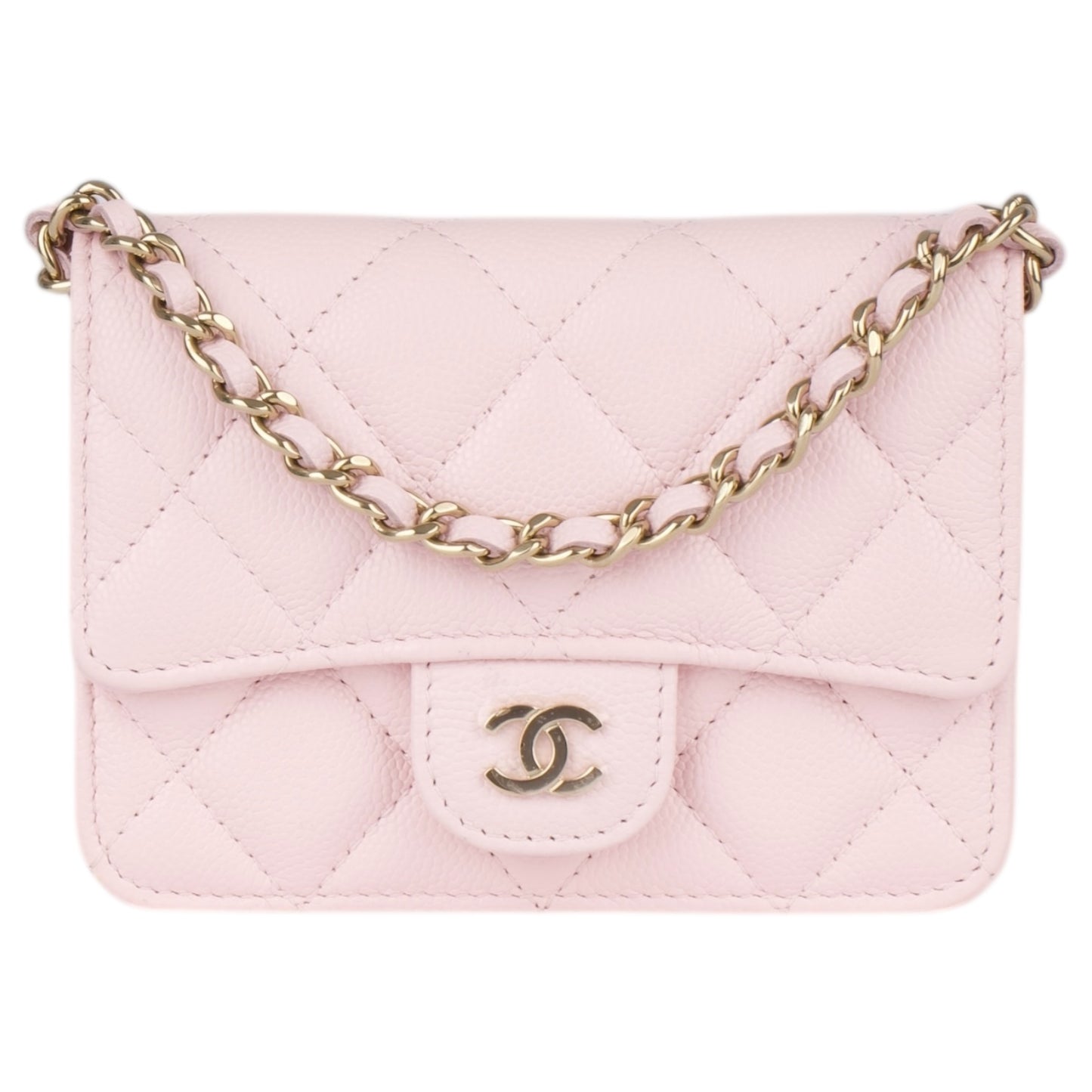 Chanel Caviar Quilted Mini Chain Bag Pink