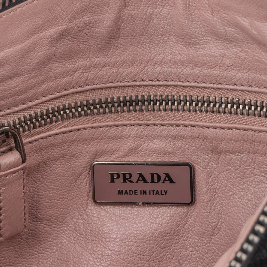 Prada Black Leather Triangle Butterfly Handbag