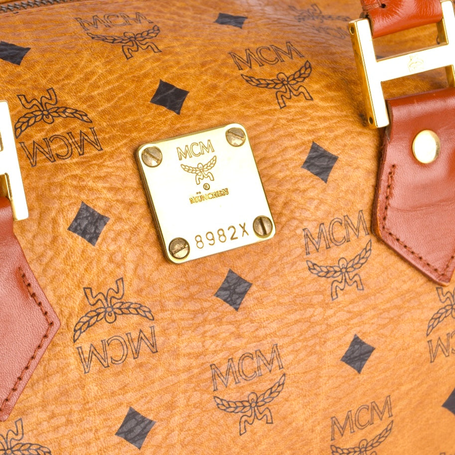 MCM Visetos Monogram Boston Handbag