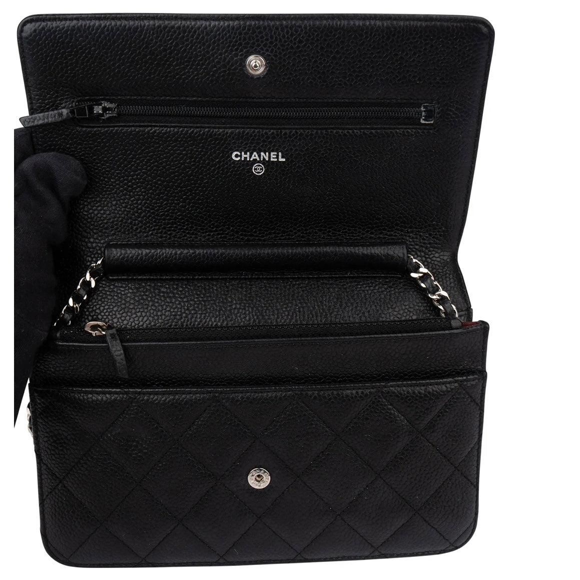 Chanel Quilted Caviar Leather Wallet On Chain Crossbody Bag