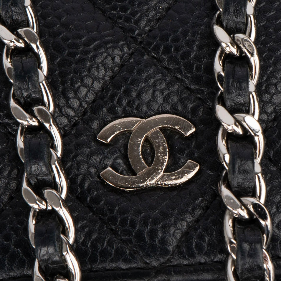 Chanel Quilted Caviar Leather Wallet On Chain Crossbody Bag