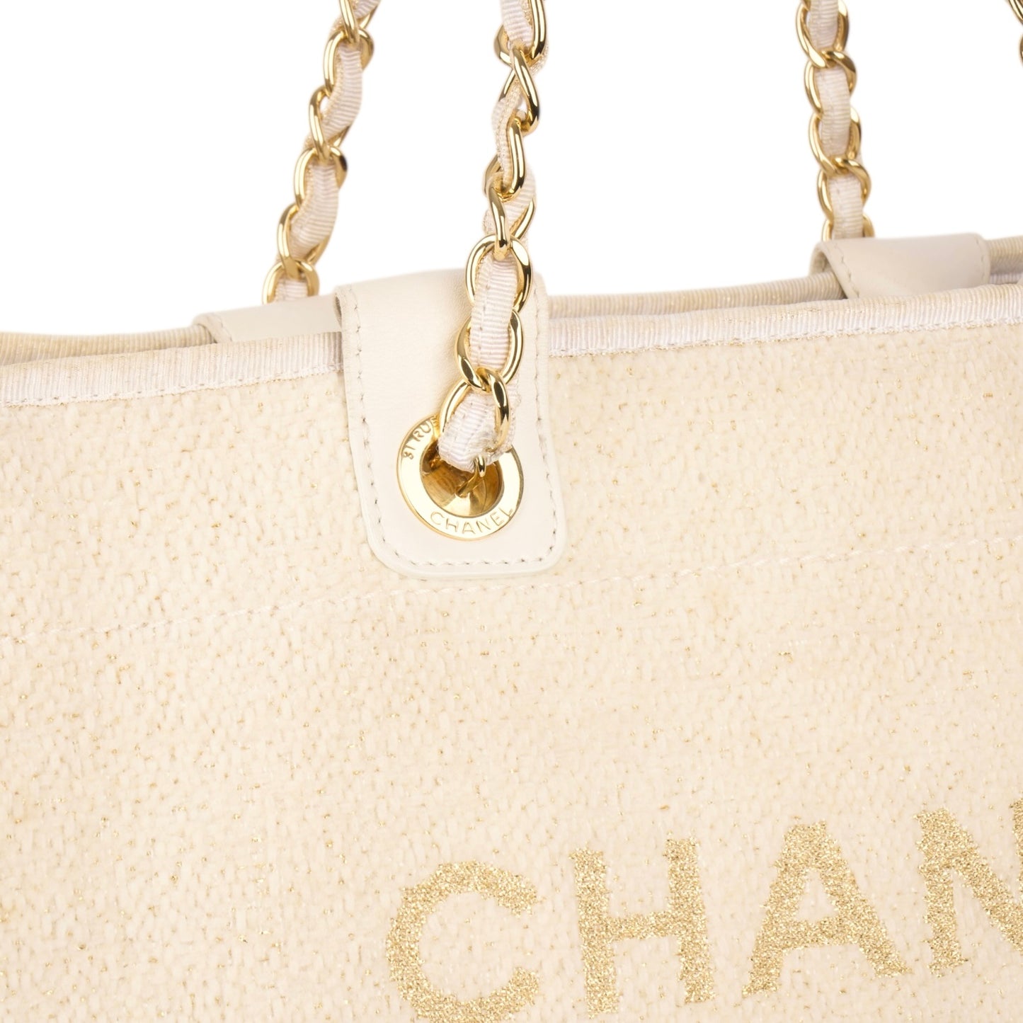 Chanel Beige Tweed Cambon Deauville Shoulder Bag