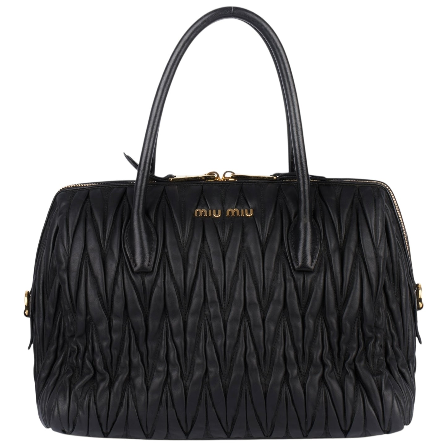 Miu Miu Black Matelasse Leather Tote Bag