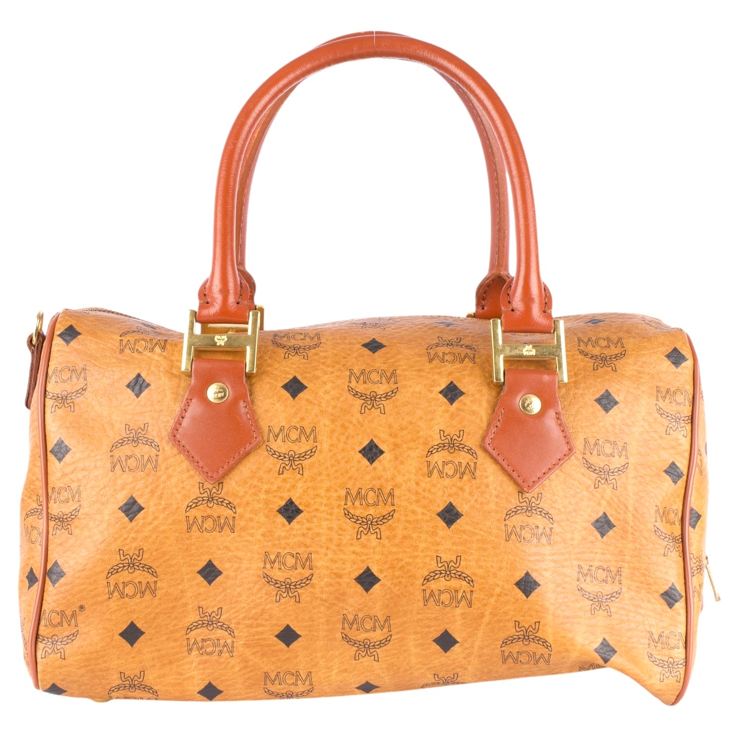 MCM Visetos Monogram Boston Handbag