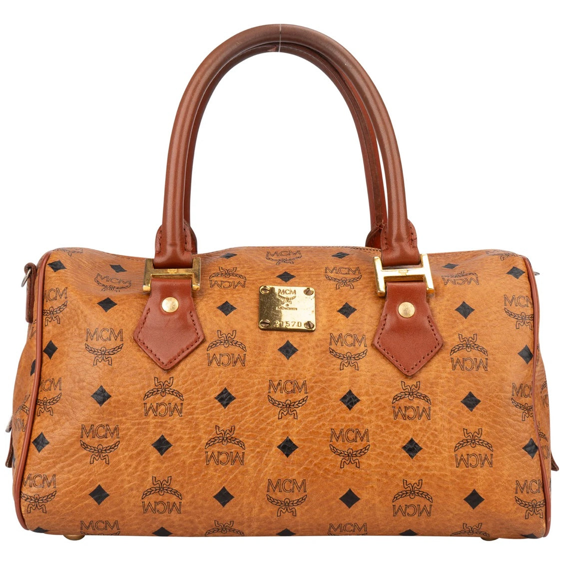 MCM Visetos Monogram Boston Handbag