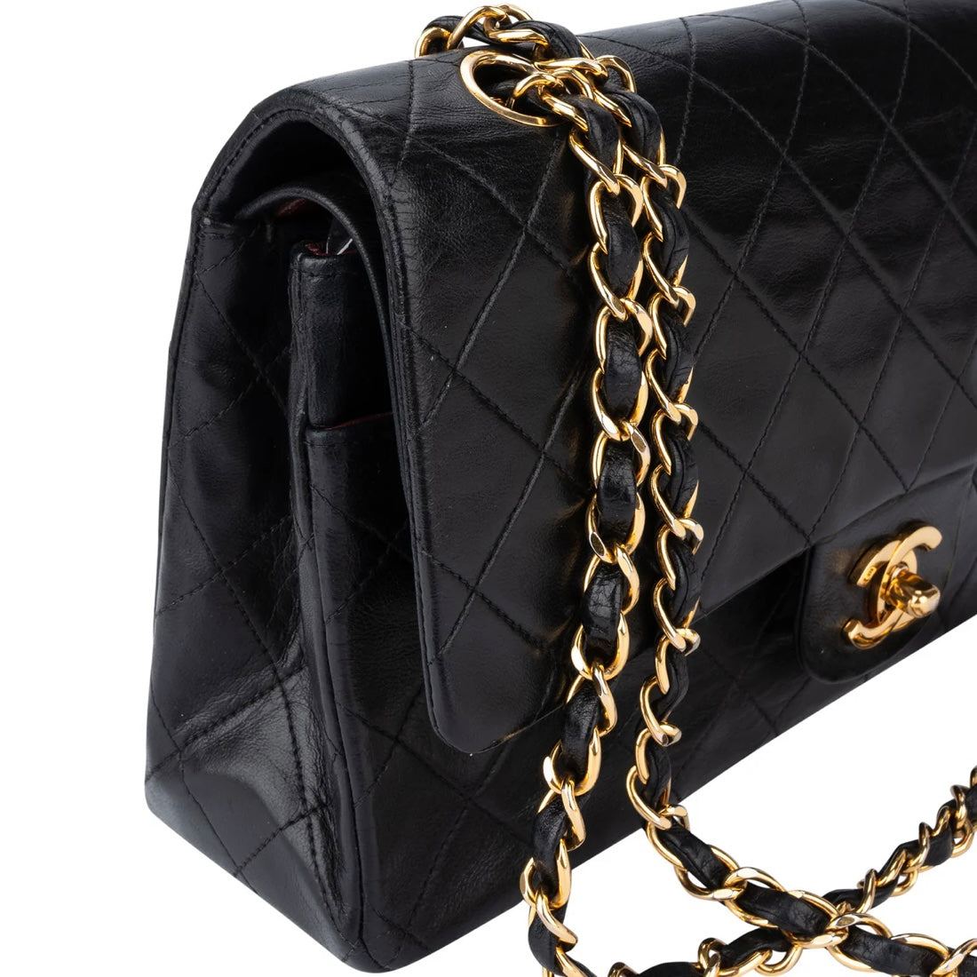 Chanel Quilted Lambskin 24K Gold Medium Double Flap Crossbody Bag