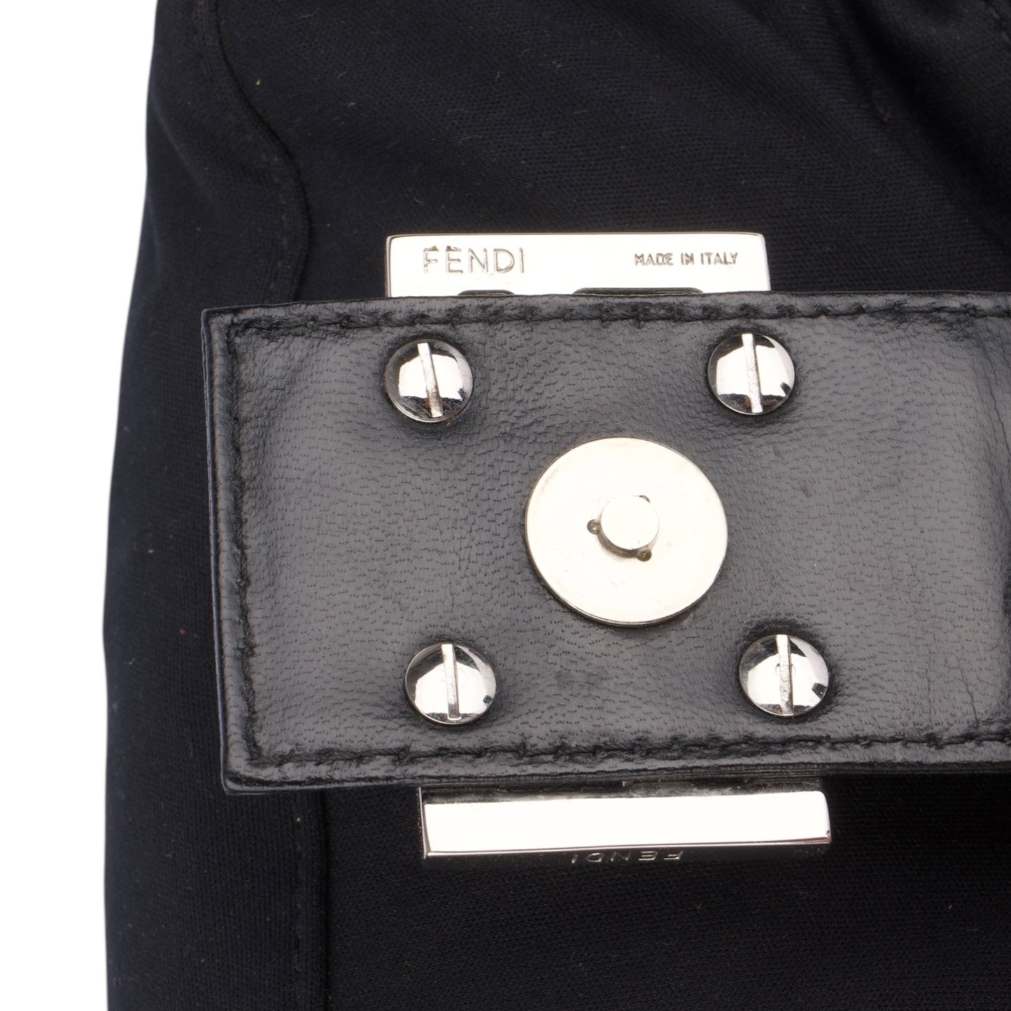 Fendi FF Buckle Nylon Mini Baguette Shoulder Bag