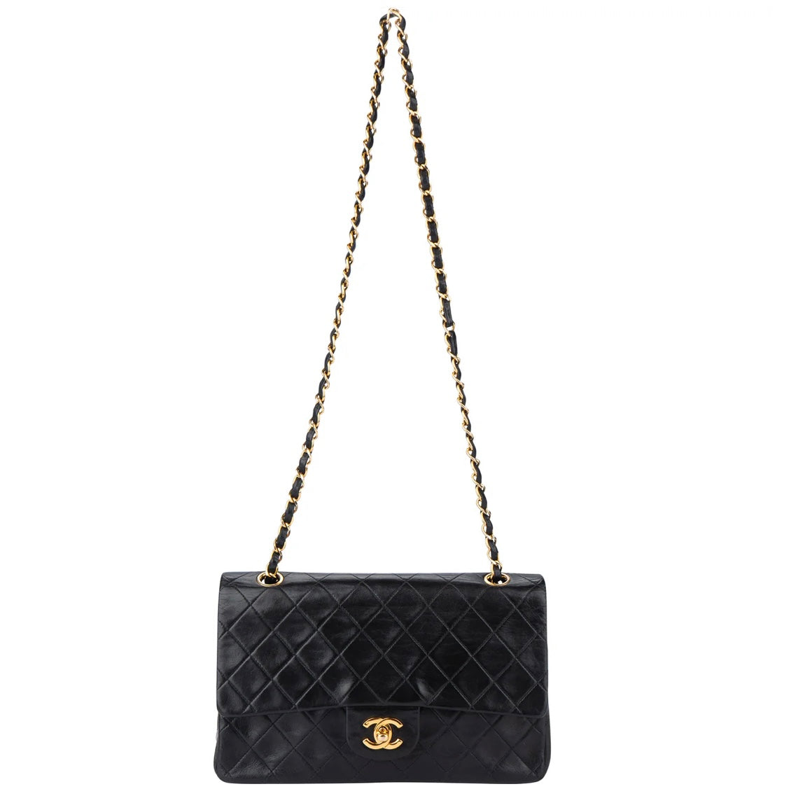 Chanel Quilted Lambskin 24K Gold Medium Double Flap Crossbody Bag