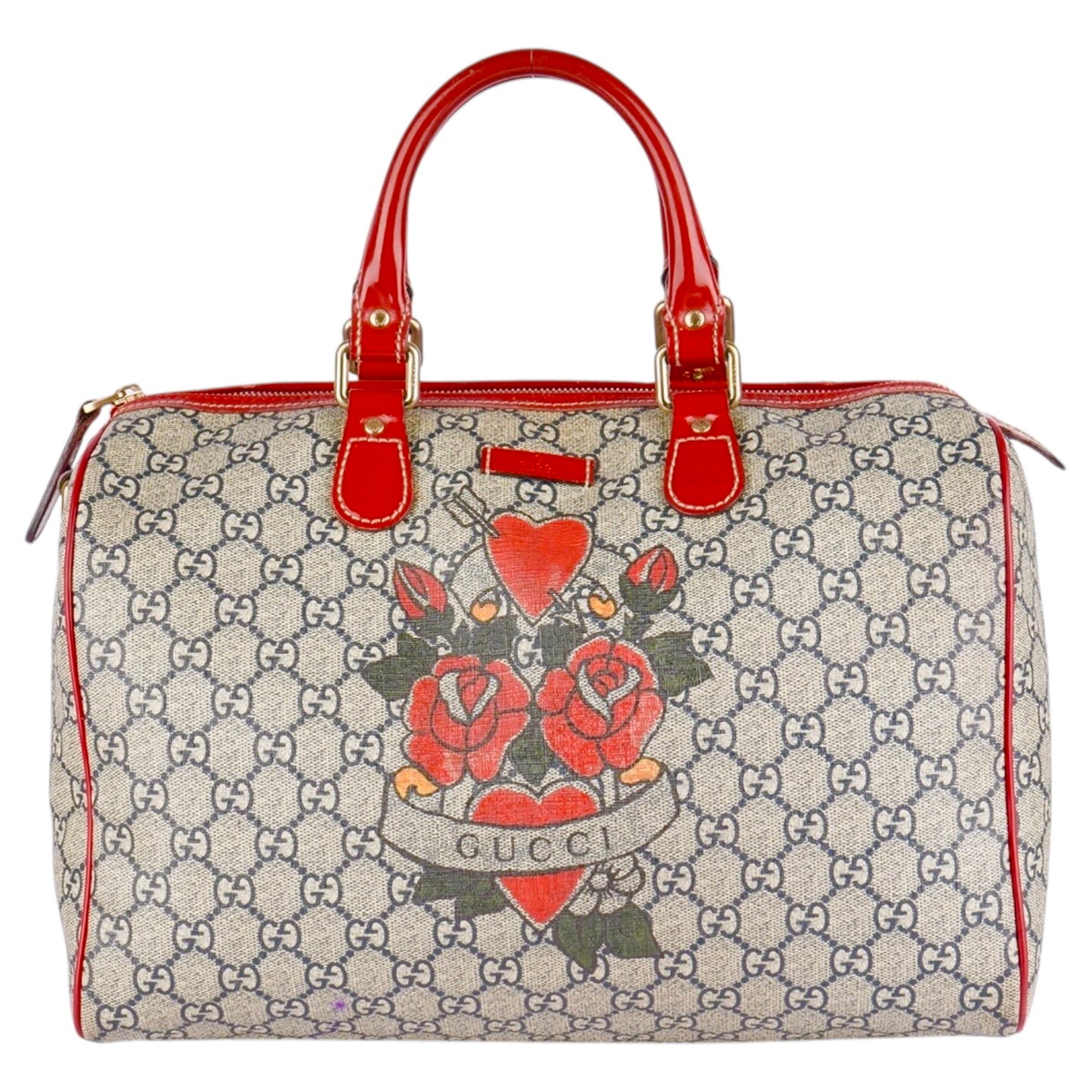 Gucci GG Supreme Tattoo Heart Joy Boston Bag