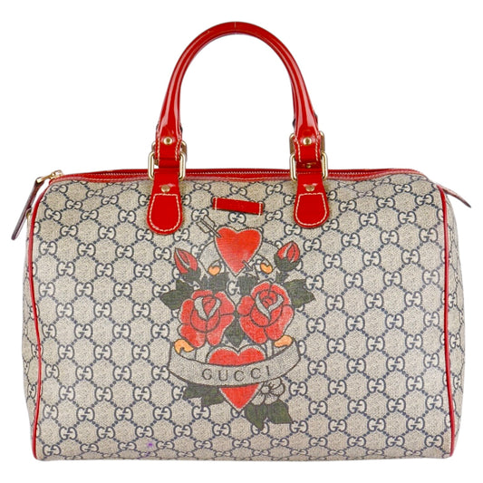 Gucci GG Supreme Tattoo Heart Joy Boston Bag