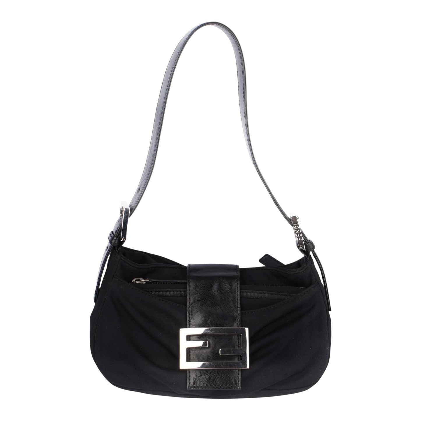 Fendi FF Buckle Nylon Mini Baguette Shoulder Bag