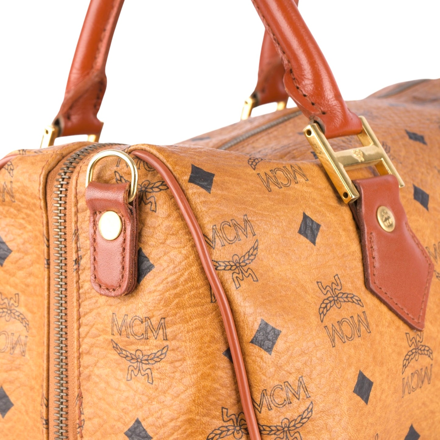 MCM Visetos Monogram Boston Handbag