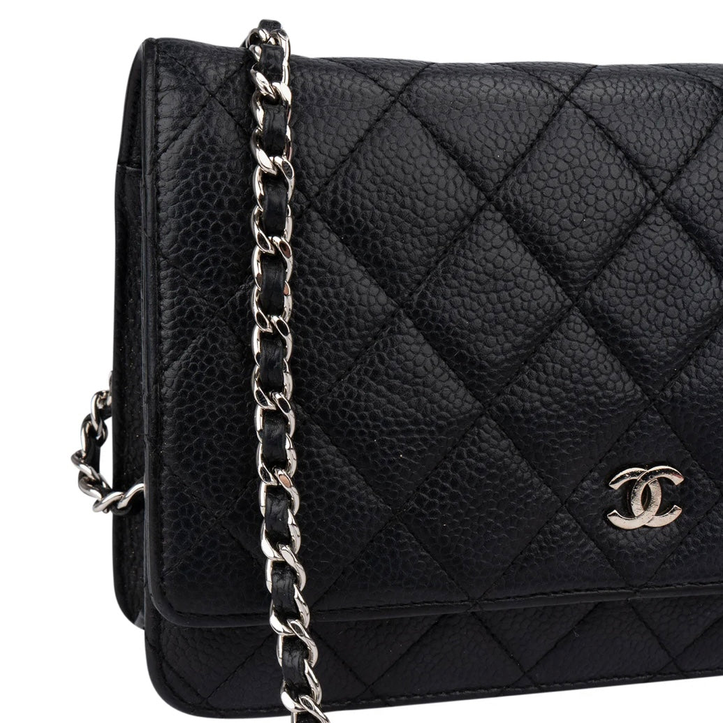 Chanel Quilted Caviar Leather Wallet On Chain Crossbody Bag