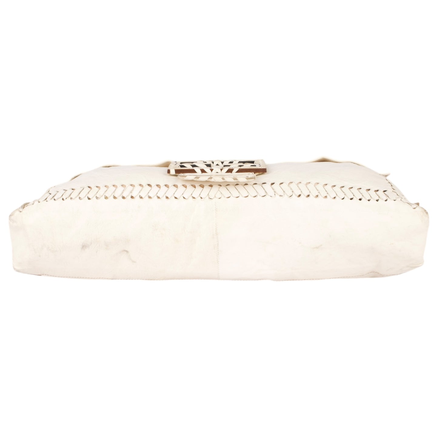 Fendi White Whipstitch Leather Shoulder Bag