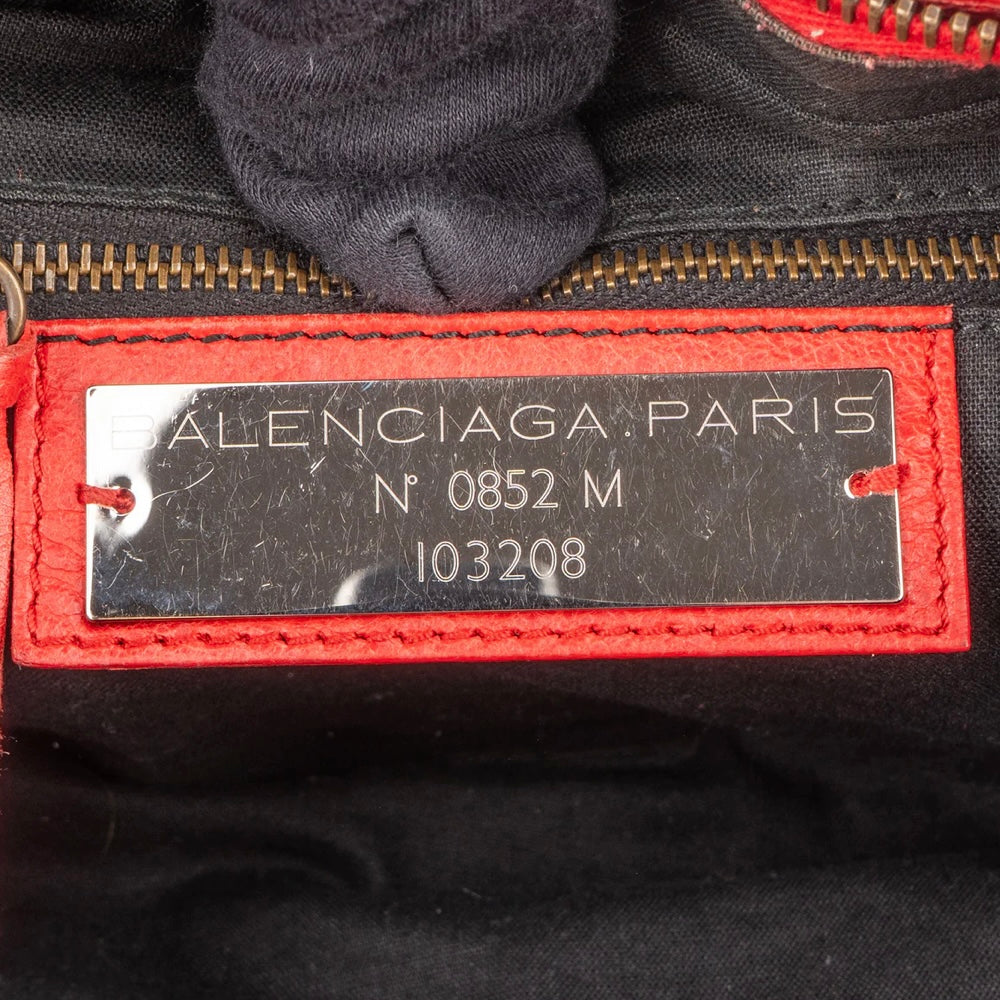 Balenciaga Red Leather First City Handbag