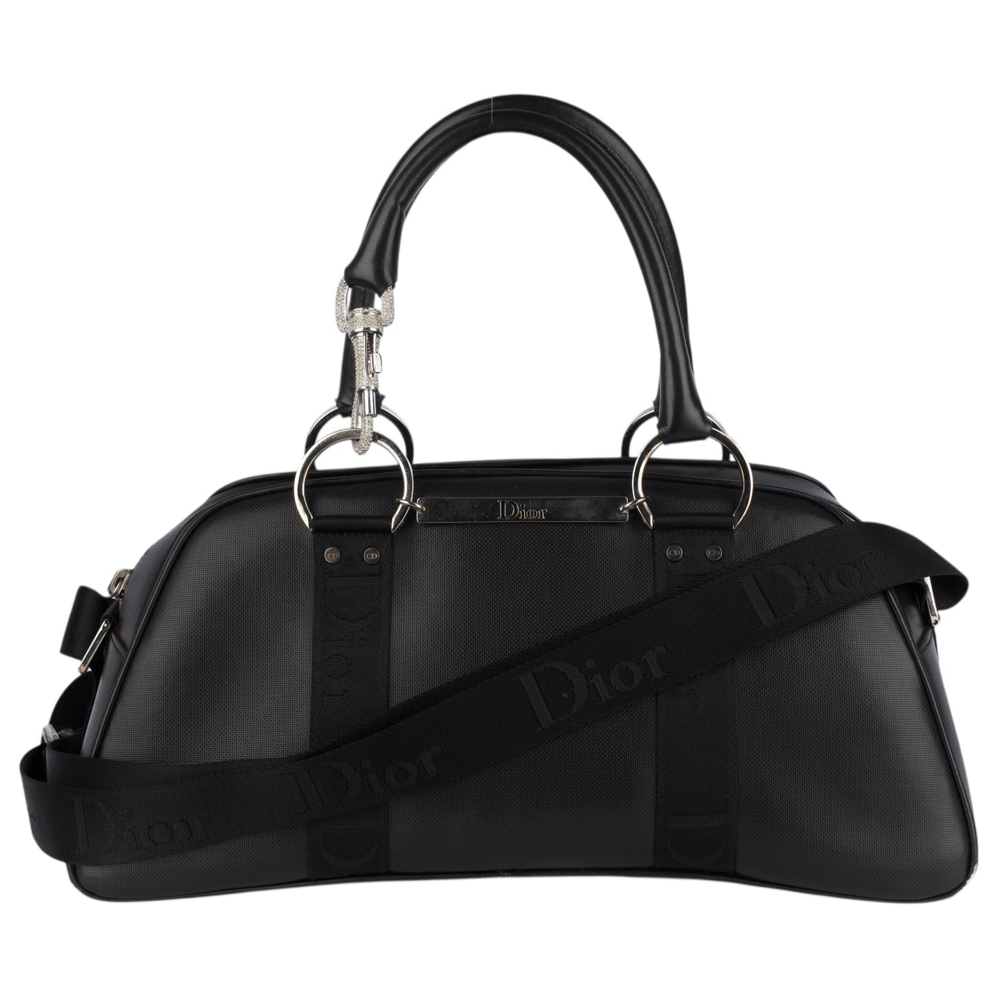Christian Dior Black Crystal Hook Bowling Bag