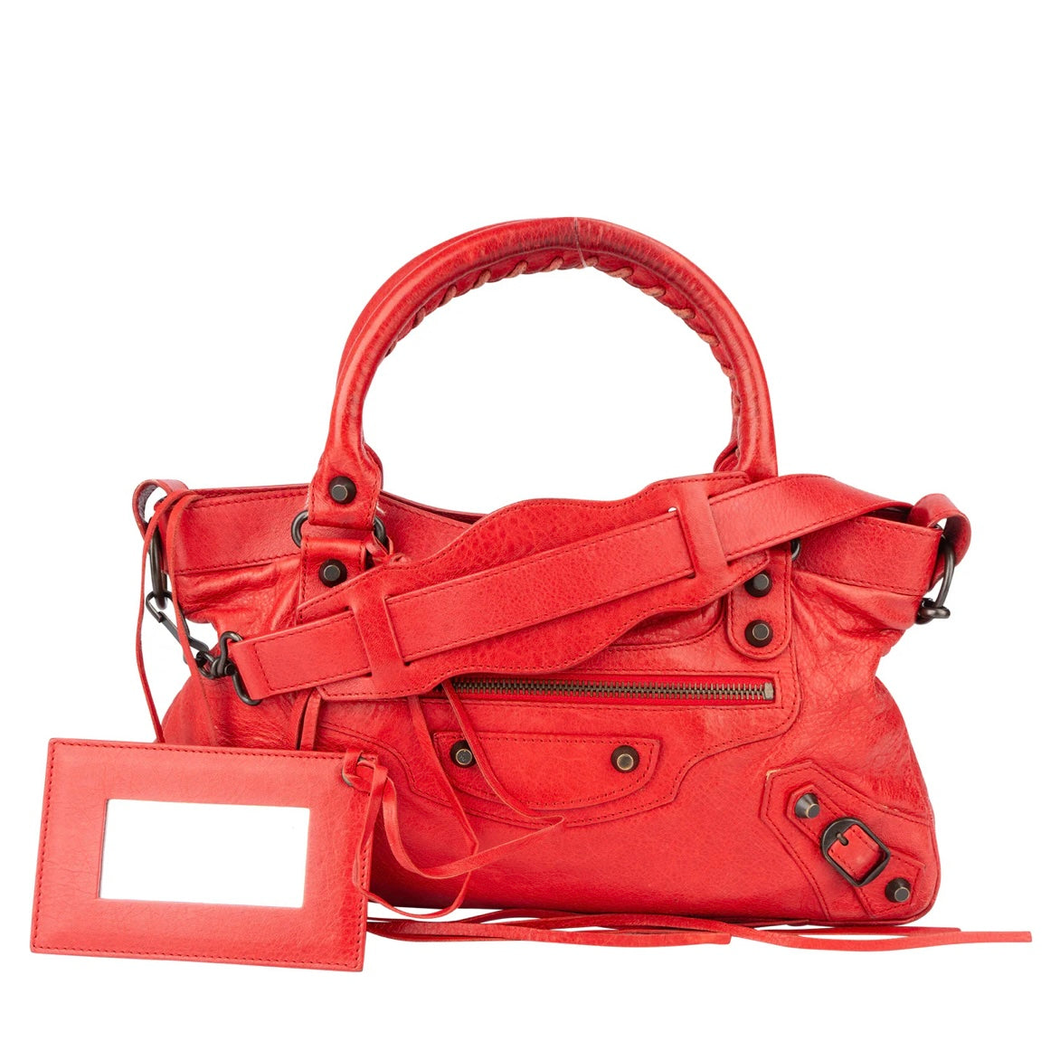 Balenciaga Red Leather First City Handbag
