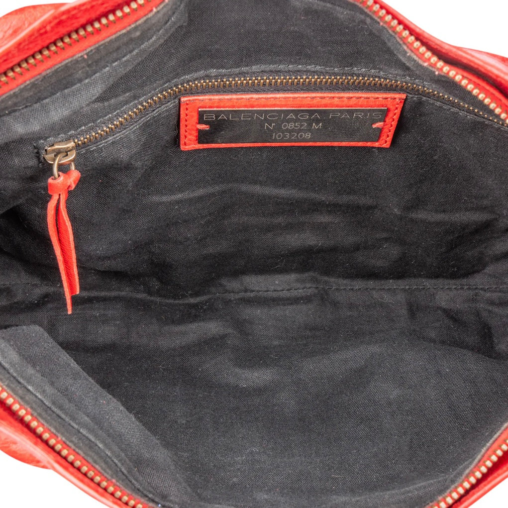 Balenciaga Red Leather First City Handbag