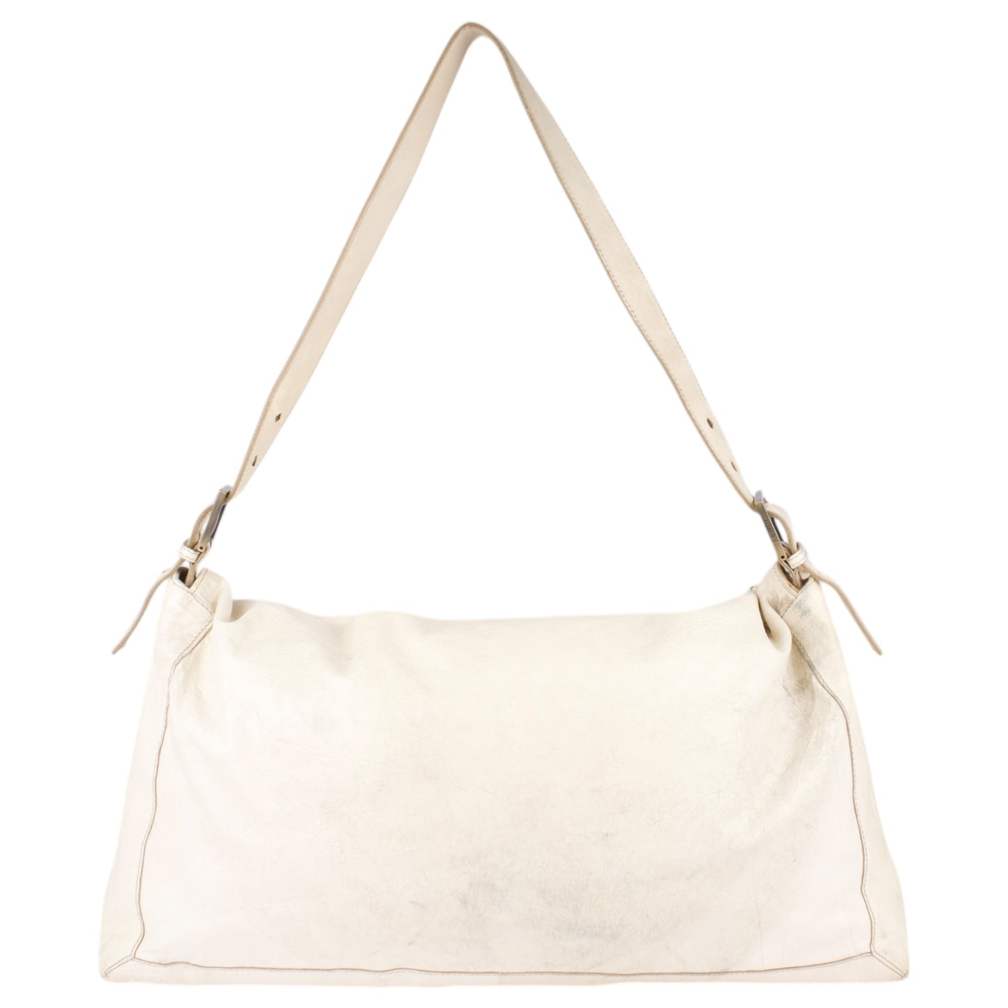 Fendi White Whipstitch Leather Shoulder Bag
