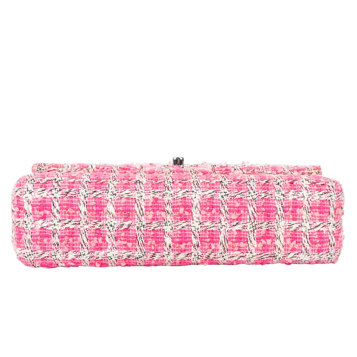 Chanel Quilted Tweed Palladium Double Flap Crossbody Bag