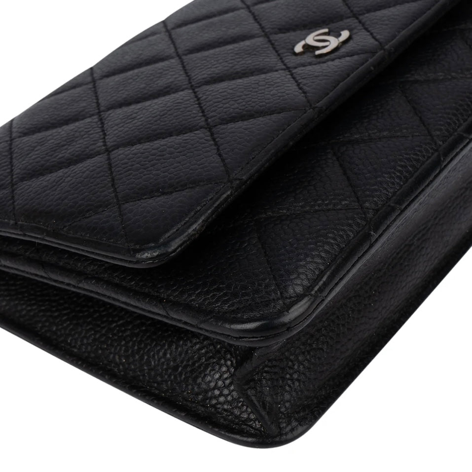 Chanel Quilted Caviar Leather Wallet On Chain Crossbody Bag
