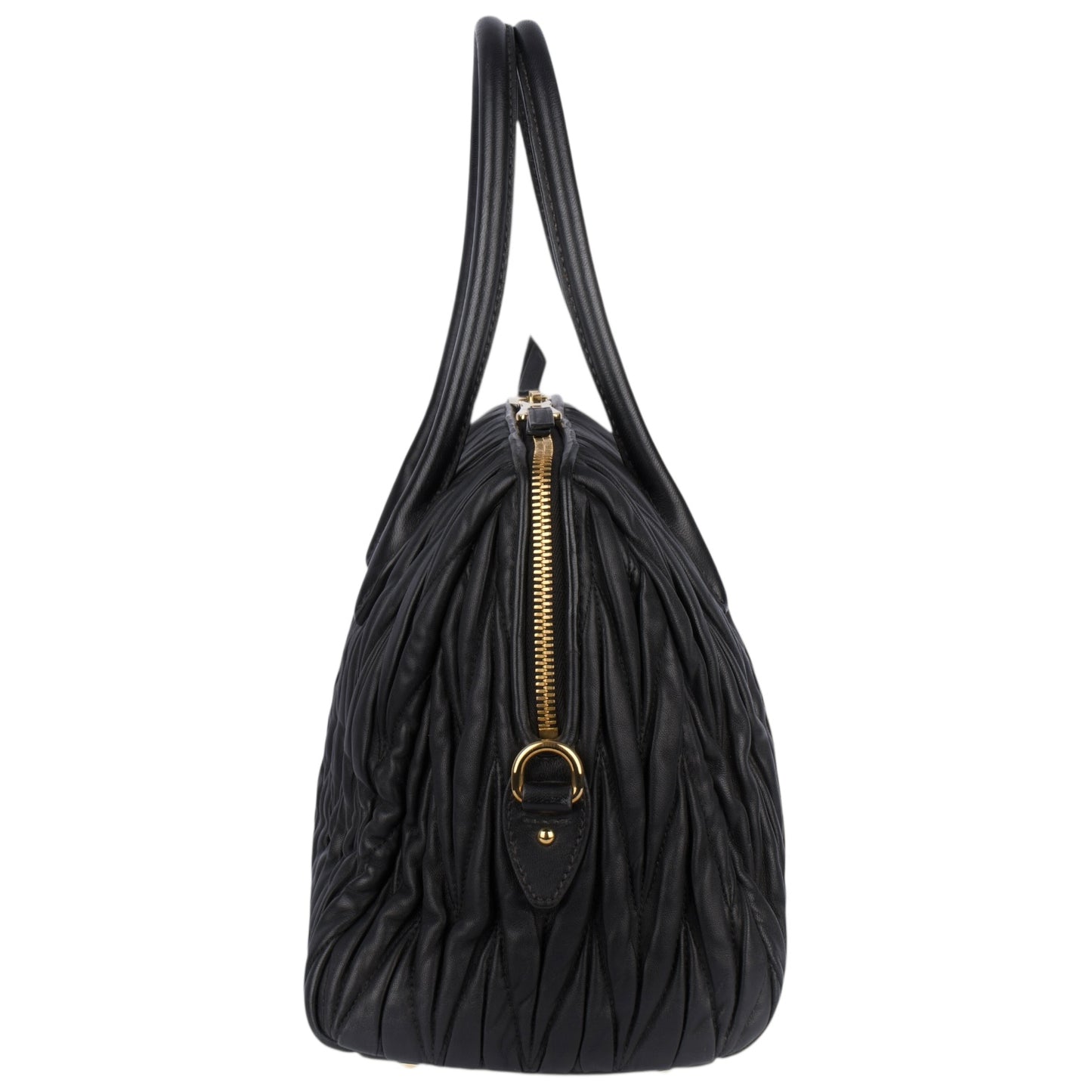 Miu Miu Black Matelasse Leather Tote Bag