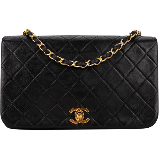 Chanel Quilted Lambskin 24K Gold Single Flap Crossbody Bag